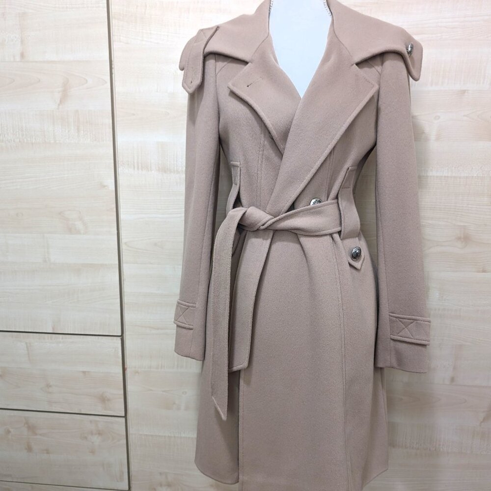Tahari Camel Fall Wrap Coat with Buttons